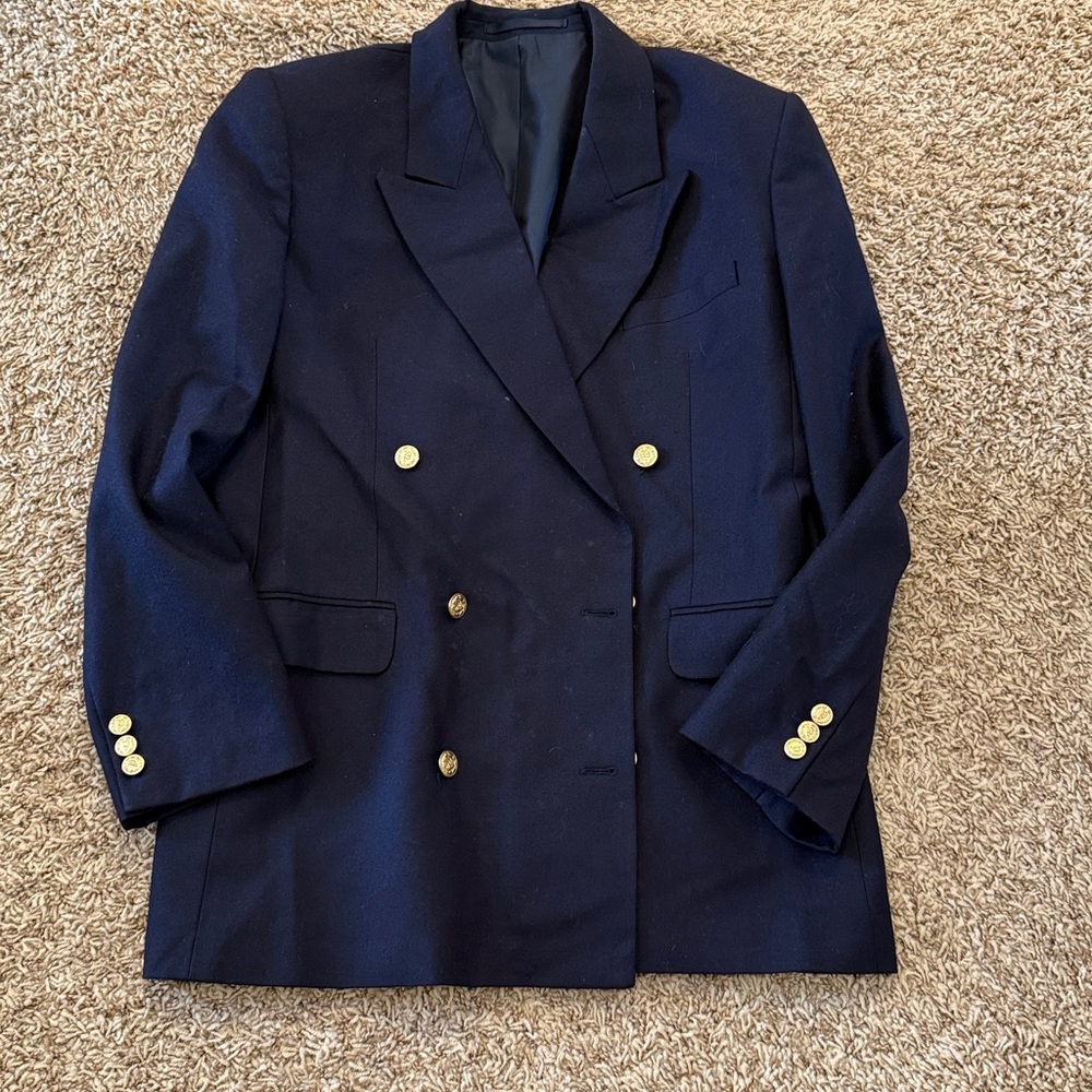 Navy WOOL  Blazer with Gold Buttons🧥EUC